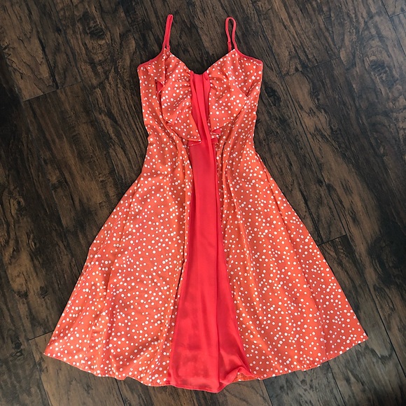 Esley Dresses & Skirts - Esley - Red/Orange Polka Dot Midi - Size S
